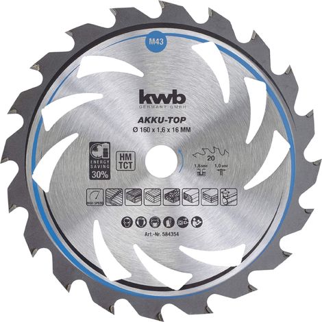 KWB Einhell 49584354 Lama Sega Circolare TCT Legno Plastica  160x16 mm 20T 1,6mm (1/5)