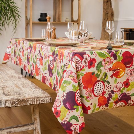 Nappe rectangle enduite motif fruits Carmin 250x150 cm (1/2)