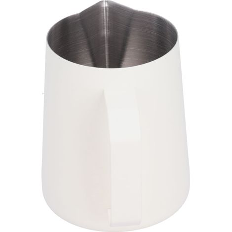 Milchkännchen aus Edelstahl 304, 600 ml, spitzer Ausgießer, für Kaffee oder Latte Macchiato, weiß (1/5)