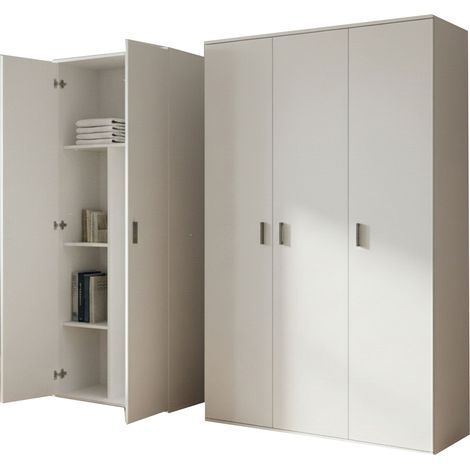 Armadio Multiuso Grande Velate, Modulabile, 7 Ripiani, 5 Ante, 194x190h cm Bianco