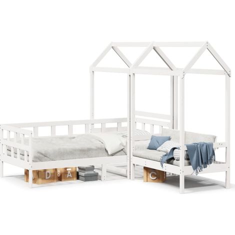 Lit simple,Lit adulte,Ensemble de lit de jour avec toit 80x200 cm bois de pin massif CFW2684808 (1/5)