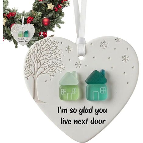 Pendentif Cœur pour Sapin De Noël Décor Artistique Saisonnier Style Ferme Pendants En Céramique Pour Sapins De Noël, Porte, Mur, Salon, Chambre, Adultes, Adolescents, Femmes, Filles, (1/5)