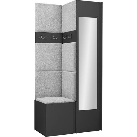 Conjunto para recibidor Pinis XXV, Abriamo 6, 186x82x46cm, Espejo, Aglomerado laminado, Tapiz, Colocada, Montada en la pared
