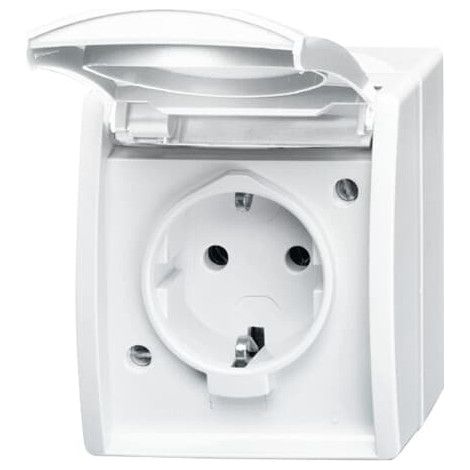 Busch-Jaeger Enchufe SCHUKO® con tapa abatible 16 A blanco alpino - ocean® (20 EWN-54), 2CKA002083A0831