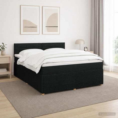 Cama box spring con colchón Negro 140 x 190 cm Tela (1/5)