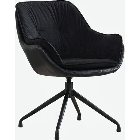 Chaise de Bureau Chaise Pivotante 360° avec Retour Automatique, Assise Large, Similicuir Noir (1/5)