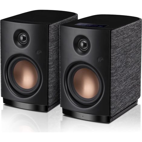 Enceintes Bibliothèque Actives Bluetooth, Haut-Parleurs Stéréo 62 W RMS avec Woofer 4 Pouces et Tweeter à Dôme 20 mm, Entrées Optique, Coaxiale et Ligne pour TV et PC (1/5)