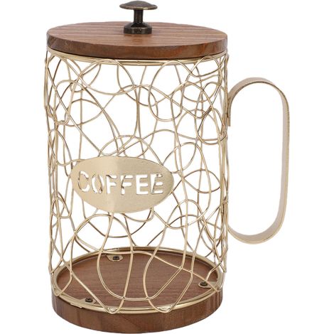 Porte-capsules de café grande capacité avec couvercle, idéal pour comptoir, table, bar, maison, café, hôtel (doré) (1/5)