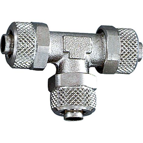 Riegler T-Verbinder, für Schlauch 8/6 mm, SW 10, Messing vernickelt (1/3)