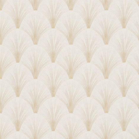 Art Deco Wallpaper White Cream Gold Paste The Wall Textured Vinyl 10m Roll (1/4)
