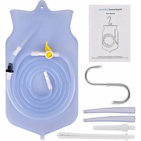 Silicone Enema Bag Cleaner Irrigator 2L Silicone Bag + Yellow Handle Accessoires (1/5)