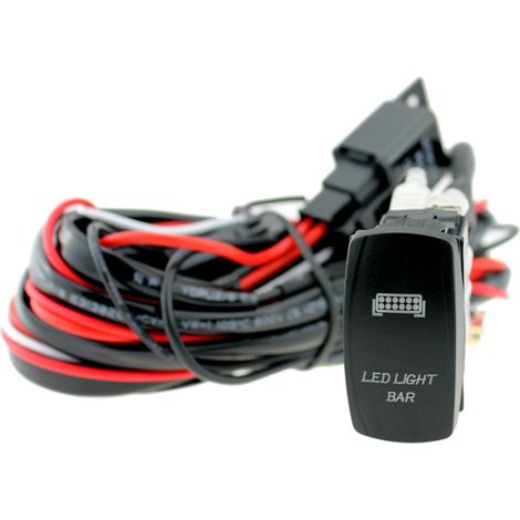 Interruptor de encendido/apagado para tira de luces LED con juego de cables y relé de 12V 40A para Jeep, autocaravana, barco y remolque. (1/5)
