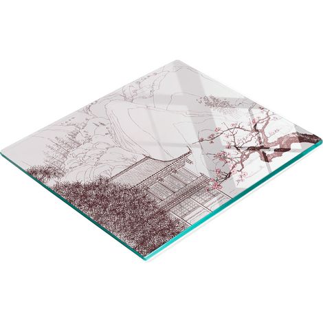 Tagliere e vassoio decorativo in vetro, paesaggio cinese, 60x52 cm (1/5)