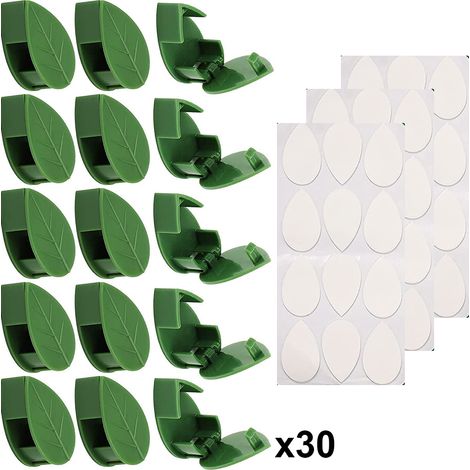 30 fixations murales pour plantes grimpantes avec 36 adhésifs acryliques invisibles. Crochets auto-adhésifs pour une fixation optimale des plantes grimpantes en intérieur et extérieur. (1/4)