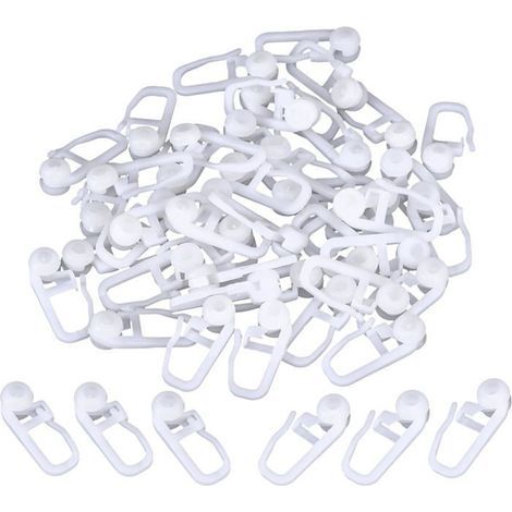 (Befestigungselemente) Rollladenclips, weiße Kunststoff-Vorhanghaken für Schienenvorhänge, 50er-Pack (Clips) (1/5)