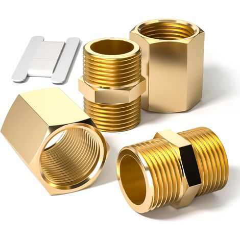4 pièces 3/4 "à 3/4" femelle et mâle BSP filetage laiton hexagonal mamelon connecteur de couplage pour la Conversion raccordement tuyau - X (1/5)