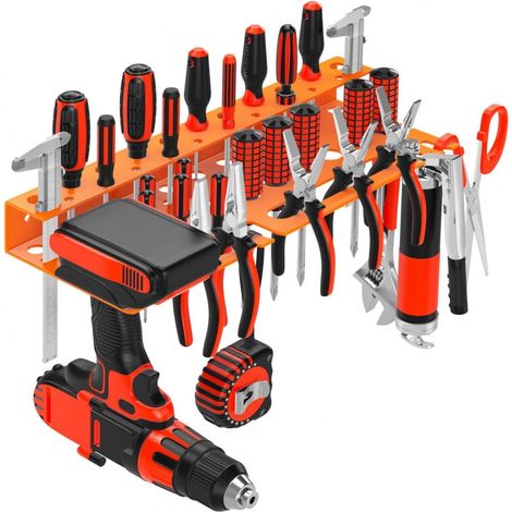 Support mural pour rangement d'outils – Métal robuste antirouille – Montage mural rapide – Râtelier pour tournevis, pinces et marteaux – Organisation garage (1/5)