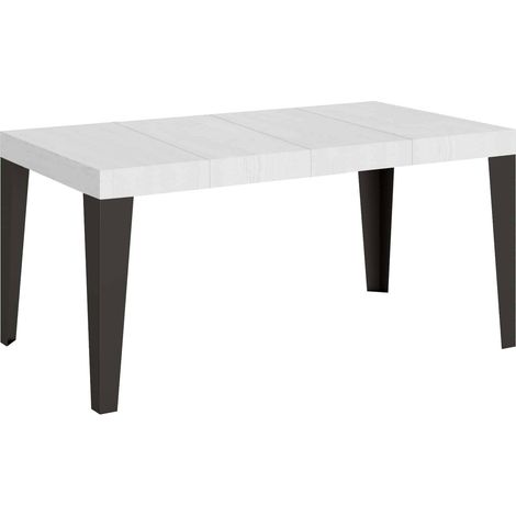 Tavolo Allungabile 120/380x90 cm Flame Premium Bianco Frassino Gambe Antracite