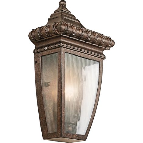 Elstead Venetian Rain - Mezza Lanterna da Parete per Esterni 1 Luce Bronzo Spazzolato IP44, E14 (1/4)