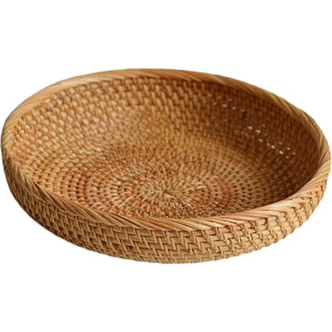 Rundes Serviertablett aus Fityle-Rattan, handgeflochtenes rundes Tablett für den Tisch-Big (1/5)
