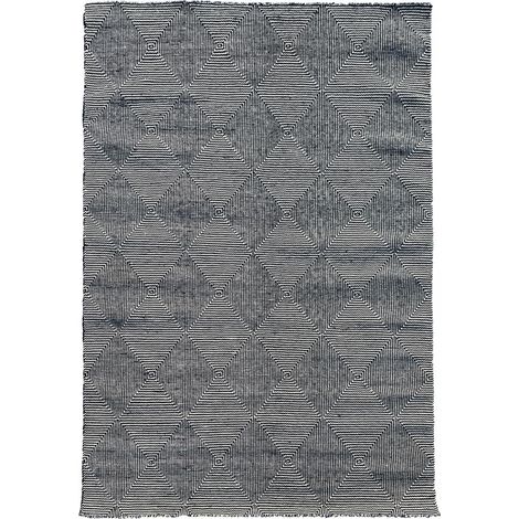 Tapis kilim fait à la main en laine 160x230 gris rectangle motif géométrique (1/5)