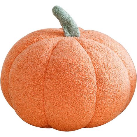 Coussin décoratif citrouille d'Halloween, oreiller peluche citrouille en polaire rembourrée, déco orange 34,8x30 cm (1/5)