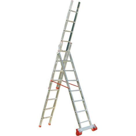Scala a 3 Elementi in Alluminio Stella Forbice Appoggio Zoppa - Formato: 8+8 gradini (1/2)