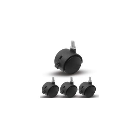 Ruote piroettanti con freno da 1,5 pollici con filettatura M8, set da 4 ruote girevoli in nylon nero per mobili, carrelli, armadi e scaffali. - Crezuo (1/4)