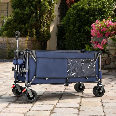Brouette pliable 300 L roues tout-terrain bleu gris en acier (1/5)