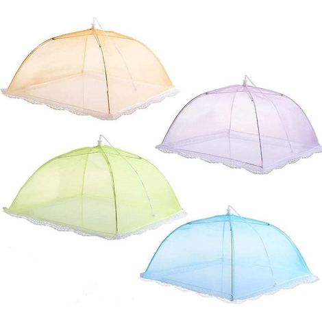 4 Pcs Food Cloche/insect Cloche/food Tent/folding Food Cover Mesh Screen Umbrella,4 Colors,anti-fly,mosquito Protection For Fruit Or Cheese-43cm (1/5)