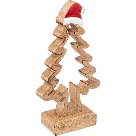 Holzbaum mit Mütze Weihnachtsmann h21cm - Feeric lights & christmas