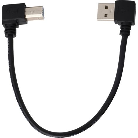 Câble d'impression et de numérisation 20cm USB-A mâle coudé à gauche vers USB-B mâle coudé à gauche noir (1/5)