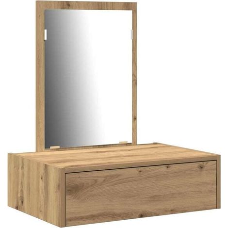 Coiffeuse en Bois d'Ingénierie, Table de Maquillage avec Miroir, Bureau de Toilette Compact 60x40x70 cm, Meuble de Chambre à Coucher Moderne, Couleur Marron (1/5)