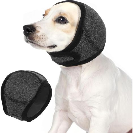 Cache-Oreilles pour Chien, Réglable Bonnet Douche Chien, Couverture d'oreille pour Chiens Garder Au Chaud et Protéger Contre Le Froid,Toilettage,Bain et Natation (Gris, M) (1/5)