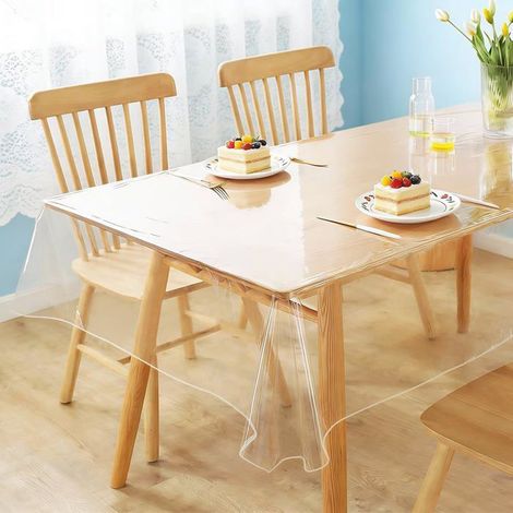 Nappe Transparente-140X180Cm-Transparent-Film De Protection De Table En Pvc Transparent-Lavable-Pour Salle À Manger,Mariage,[IN59] (1/5)