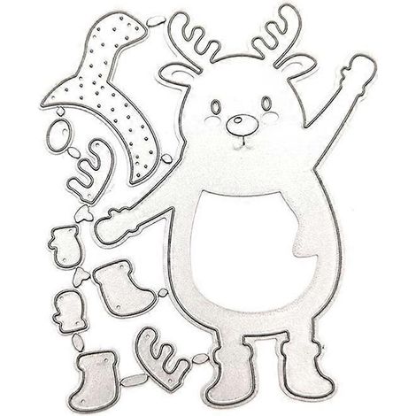 Niedliche Weihnachtsgrüße mit Elchmotiv, Stanzformen aus Kohlenstoffstahl, DIY-Scrapbooking, Fotoalben, Prägepapierkarten, Schablonen für dekorative Kartenränder und Bastelarbeiten