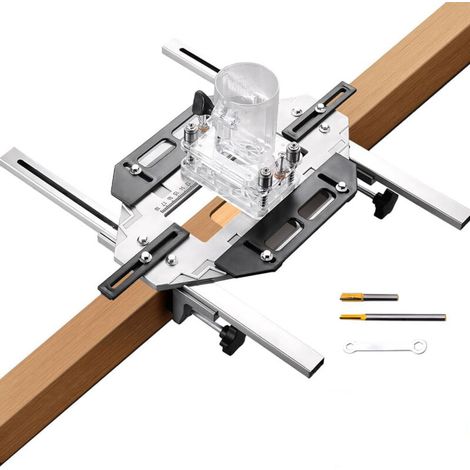Posizionatore per scanalature di porte in legno, guida per foratura per la lavorazione del legno, localizzatore multifunzionale per fori di cerniere, dima di punzonatura, strumento per cerniere di arm (1/5)