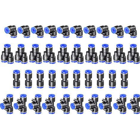 40 Connecteur Pneumatique, 6mm, Raccord Rapide Air Comprimé, Plastique, Bleu, Pour Système Pneumatique (1/5)