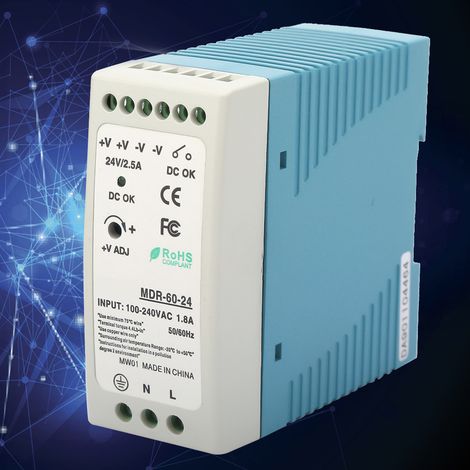 Alimentation industrielle sur rail DIN 60 W CC 24 V à sortie unique MDR-60-24 (1/5)