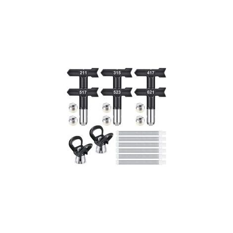 6 Pièces Buse de Pulvérisation Airless et 60 Mesh Éléments de Filtre,Buse airless pour Pistolet à Peinture Haute Pression(211,315,417,517,523,621)