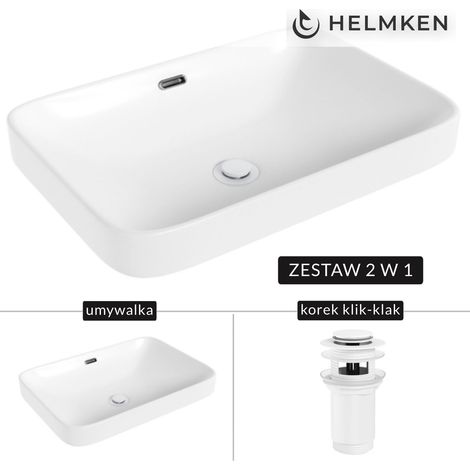 Vasque à poser Helmken 441A52000 (52 x 36) blanche + bonde clic-clac blanche (1/5)