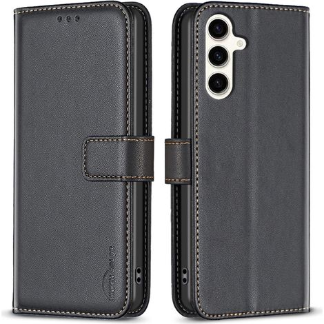 Custodia a libro per Samsung Galaxy S23 FE, binfen Wallet, nera + vetro 9H (1/5)