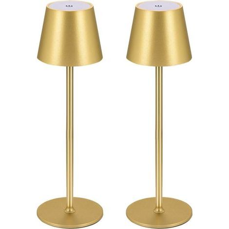 Kabellose Schreibtischlampe – Wiederaufladbar, berührungsempfindlich, drei Helligkeitsstufen, ideal für Schlafzimmer und Küche – 2er-Pack, goldfarben (1/5)