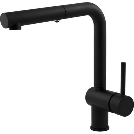 Rubinetto miscelatore monocomando per lavello con doccetta estraibile serie light nero opaco  3/8  Rubinetteria paffoni spa
