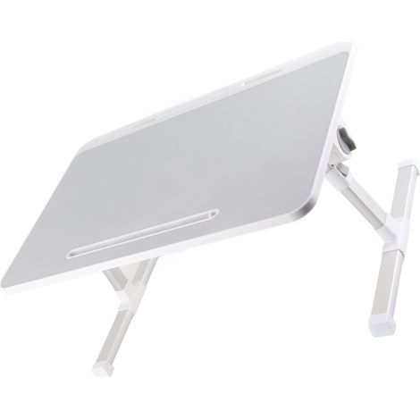 Tablette lit ordinateur portable avec pieds pliants, plateau rotatif en alliage d'aluminium, bureau portable pour écrire, travailler, lire, manger, gris (1/5)