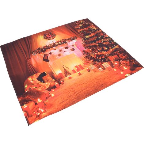 Tapis de Noël imprimé en haute définition, coloré, sans couture, élégant, polyvalent, à suspendre au mur, servant de toile de fond pour les fêtes et célébrations, modèle 7 (1/5)