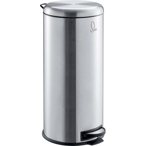 Svita – Poubelle à pédale 30 litres en inox – Seau intérieur avec anse – Antidérapante – Design élégant argenté