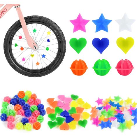 Perles pour rayons de vélo, décoration roue enfant, clips colorés. (1/5)