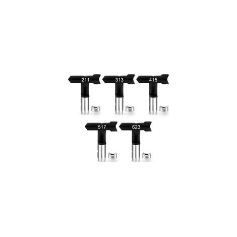 Lot de 5 pièces Buse d'embout pulvérisation de Peinture De Airless Haute Pression réversibles, pour Maisons, Jardins, terrasses (211,313,415,517,623) (1/5)