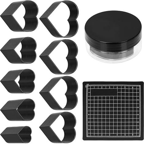 Lot de 10 outils de poinçonnage pour cuir en forme de cœur 15, 20, 25, 30, 35, 40, 45, 50, 55 mm, matrices de découpe pour cuir, kit d'outils de découpe pour travaux manuels (1/5)